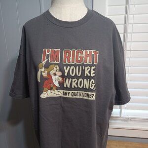 Disney's Snow White & the Seven Dwarfs Grumpy Adult T size XL I'm Right You   T1